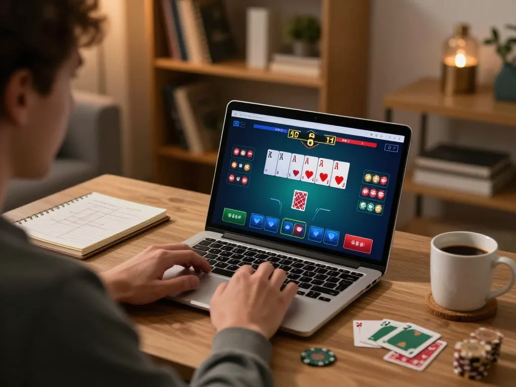 Player engaging in a strategic poker game on CM88's online platform, showcasing the immersive gambling experience.