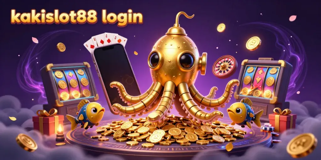 Permainan slot yang menarik di kakislot88 login dengan kraken dan koin emas bertebaran.