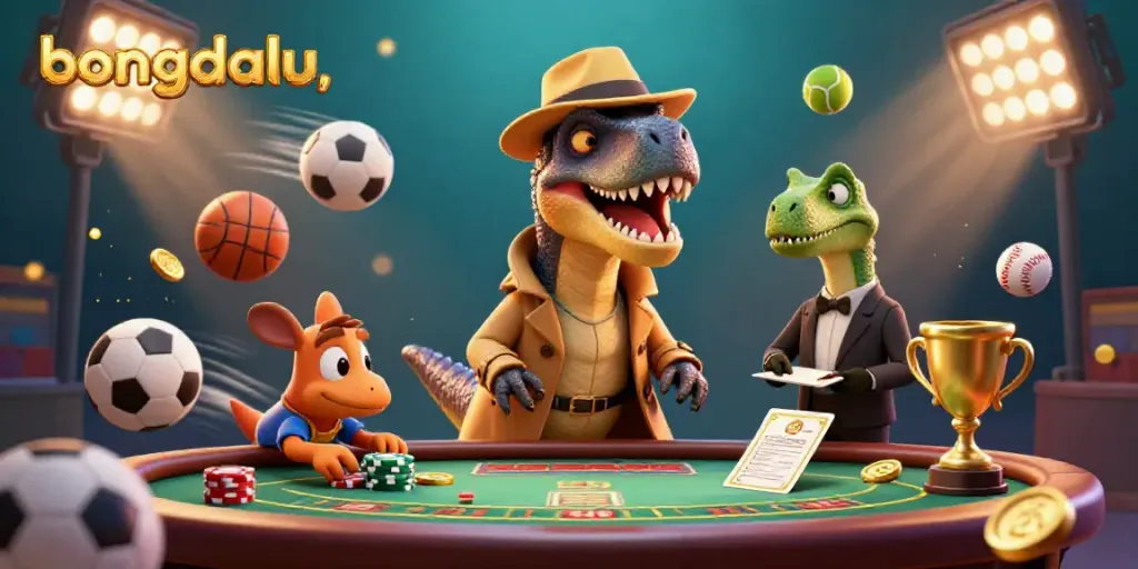 Experience real-time sports betting with bongdalu in a vibrant, animated illustration.