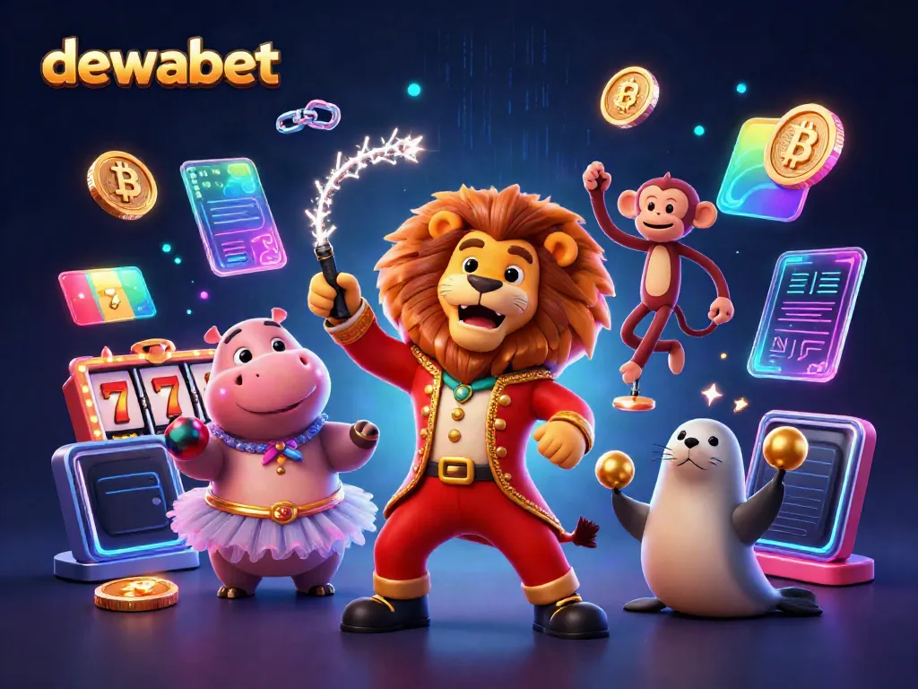 DewaBet memukau dengan permainan slot online dan elemen menarik dalam ilustrasi 3D.