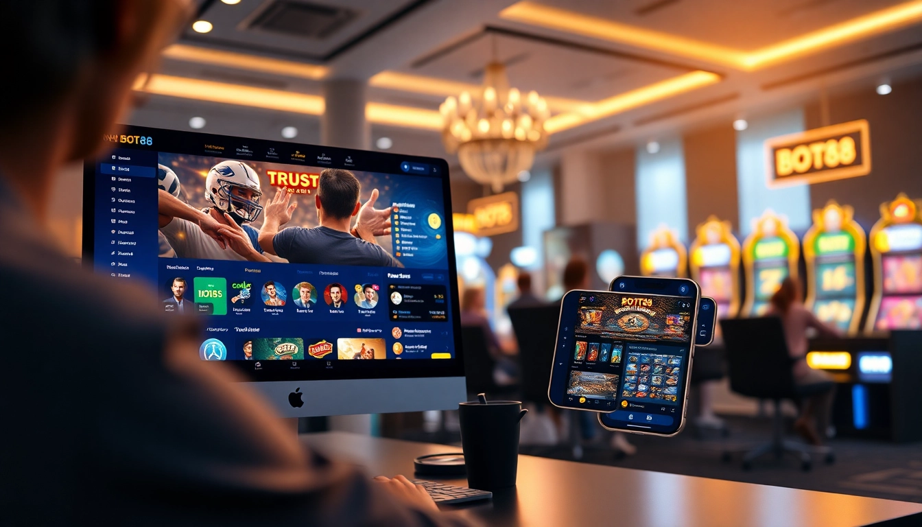Explore the dynamic interface of NHÀ CÁI BOT88, featuring user-friendly online betting options and engaging gaming experiences.