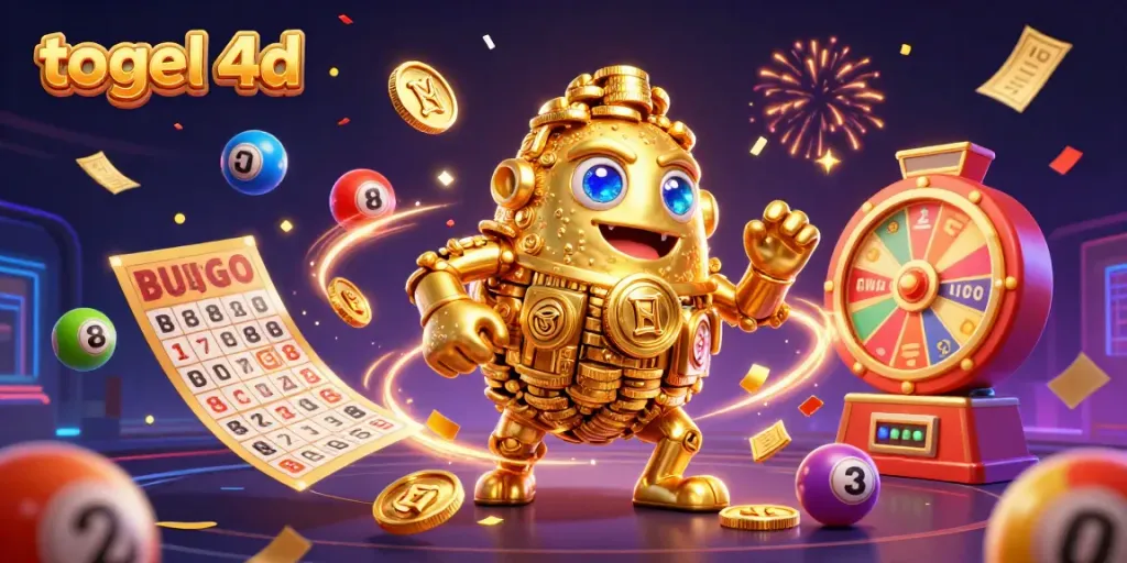Engage in thrilling togel 4d action with colorful bouncing lottery balls and vibrant casino elements.
