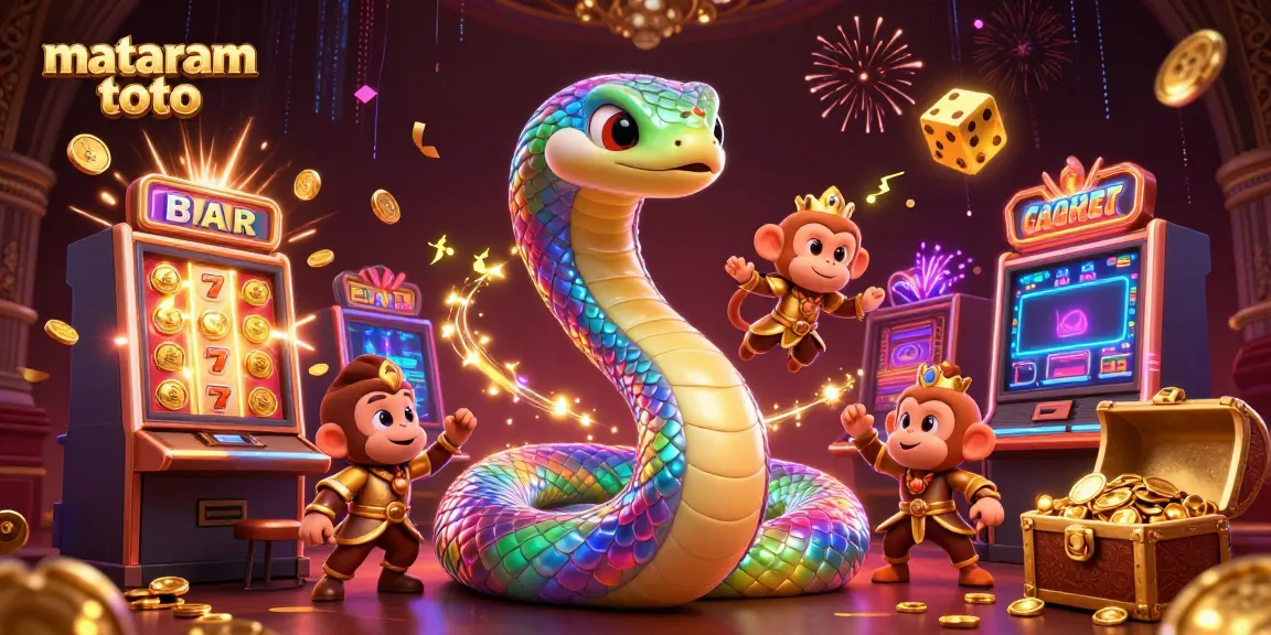 Experience thrilling gaming at mataram toto with vibrant 3D visuals of a jackpot slot scene.