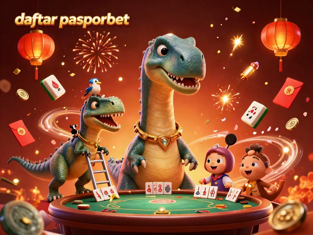 Daftar pasporbet dengan ilustrasi kasino berwarna-warni dan karakter unik.