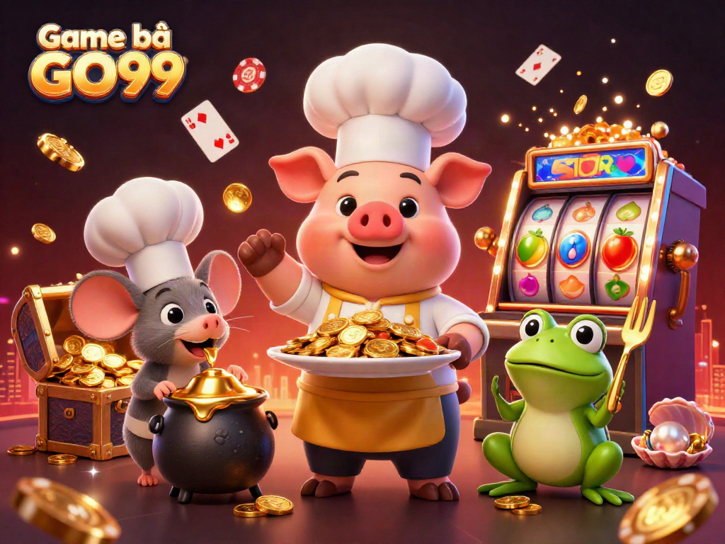 Experience thrilling Game bài GO99 with vibrant characters and casino gaming elements in action.