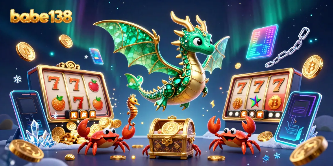 Menangkan permainan slot menarik di babe138 dengan simbol berkilau dan harta unik yang mengelilingi naga laut