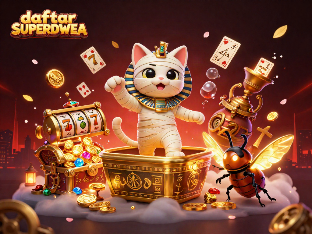 Engage in thrilling casino adventures with daftar SUPERDWEA, featuring a pyramid-themed gaming scene.