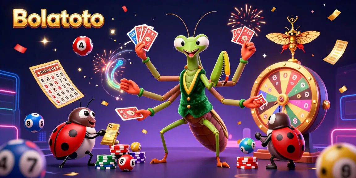 Win exciting jackpots and prizes at Bolatoto's colorful lottery scene with dynamic elements.