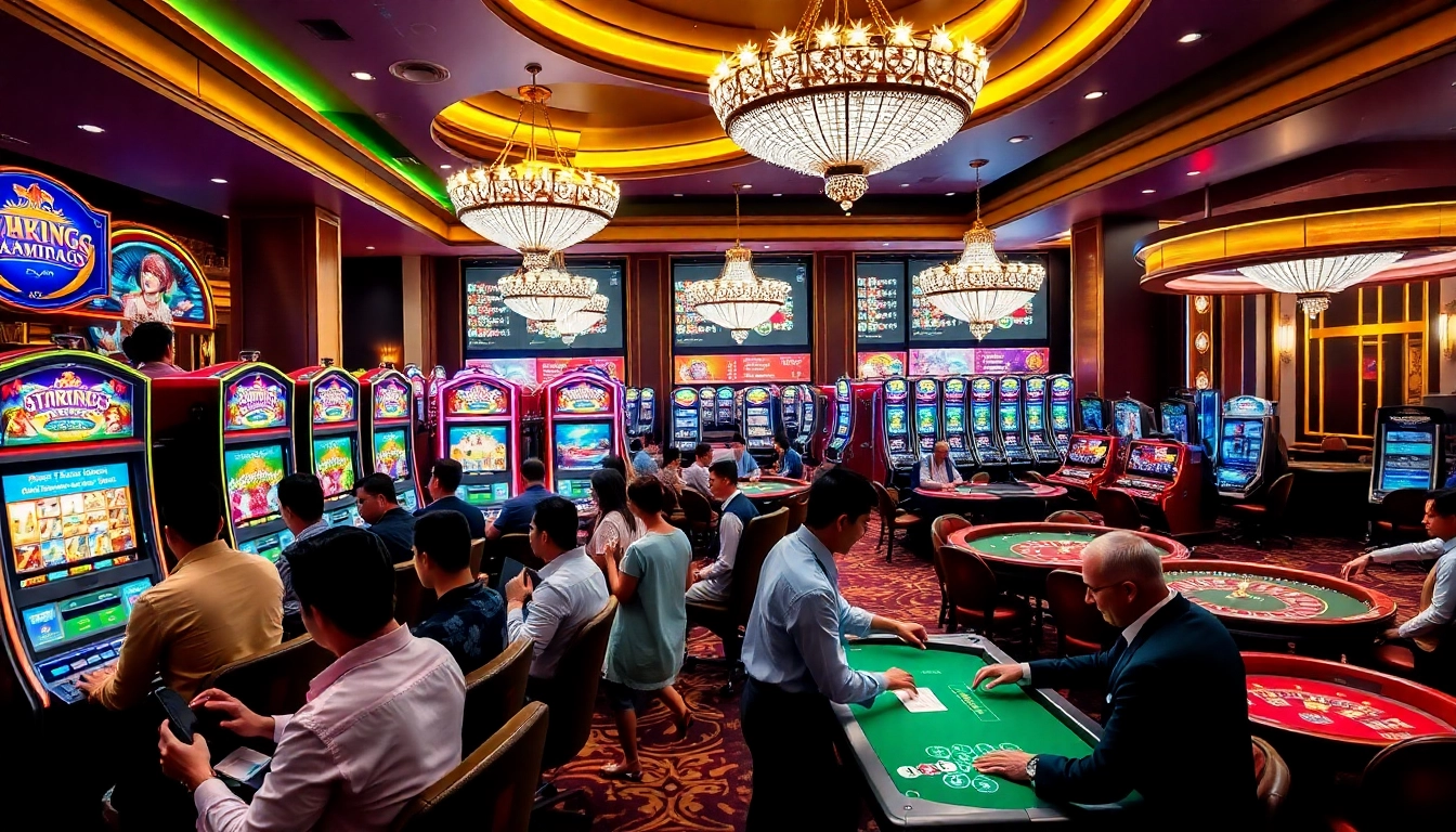 Experience thrilling wins at Kenzototo’s vibrant slot machines in a luxurious casino.