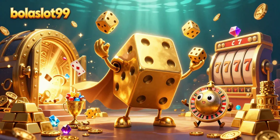 Experience thrilling moments with bolaslot99 in this vibrant 3D casino illustration.