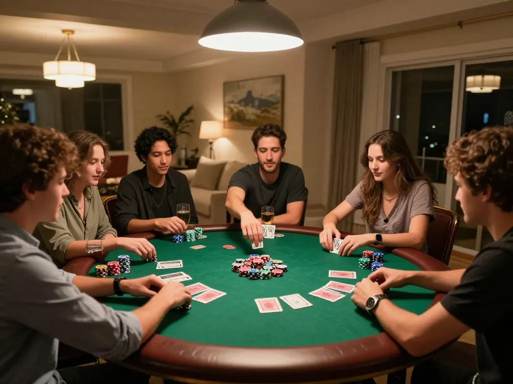 Playing poker with friends at home while exploring strategies on https://xi88.global/ for an engaging night of gambling.