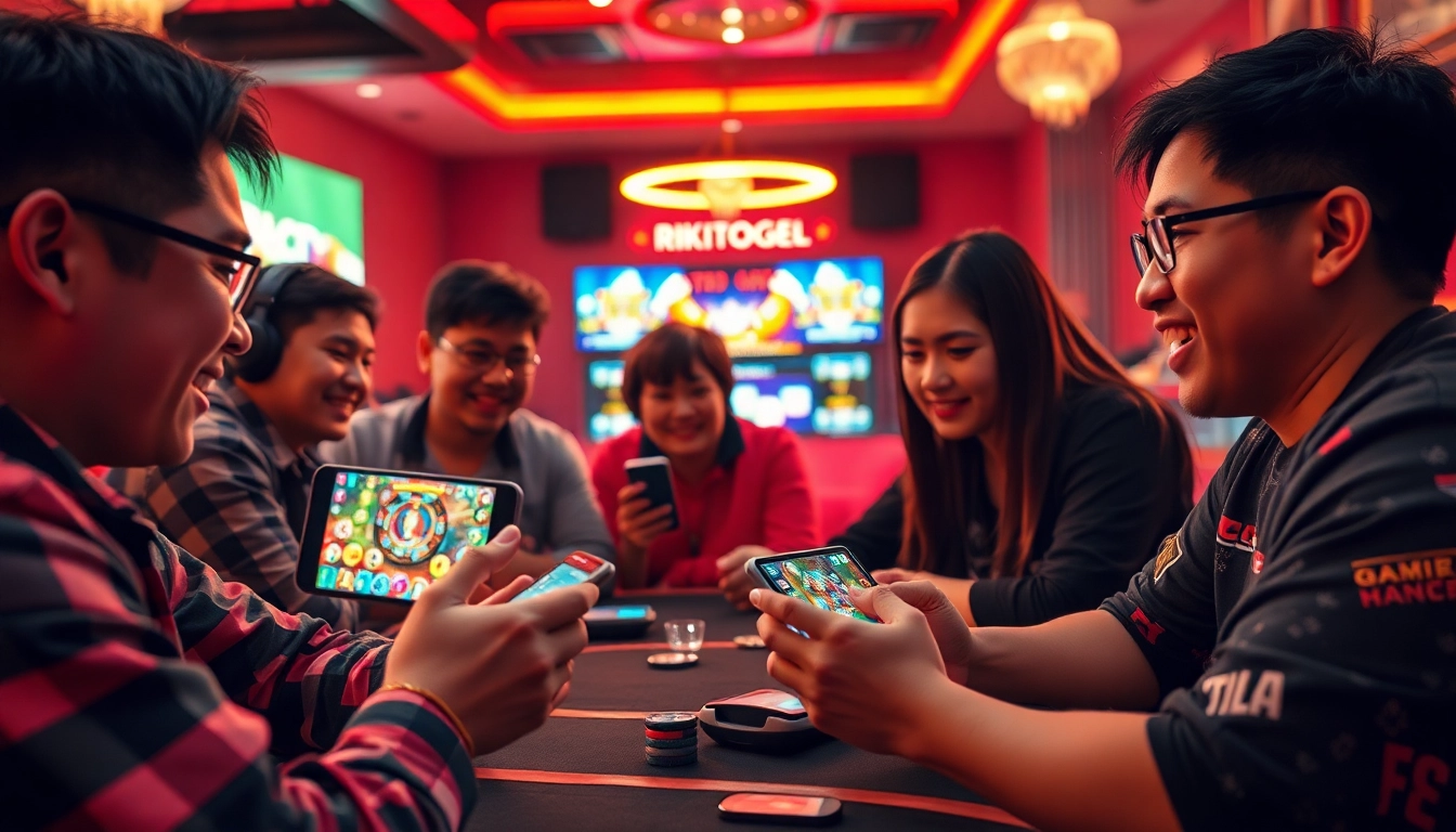 Rikitogel game enthusiasts playing with excitement in a colorful gaming environment.