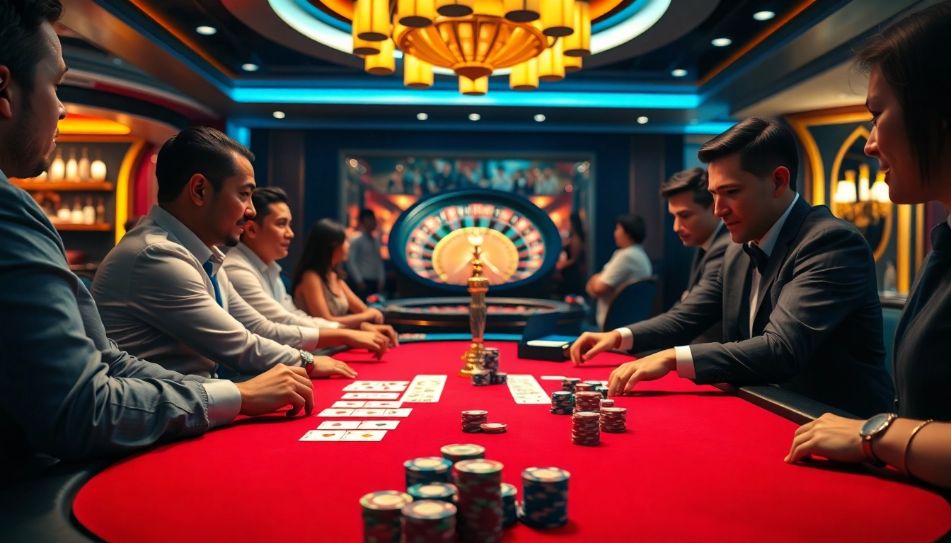 Casino table action with poker chips and cards highlighting nhacaiuytin for gamblers.