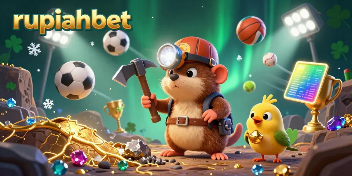 Experience thrilling sports betting with rupiahbet in this vibrant 3D cartoon illustration.