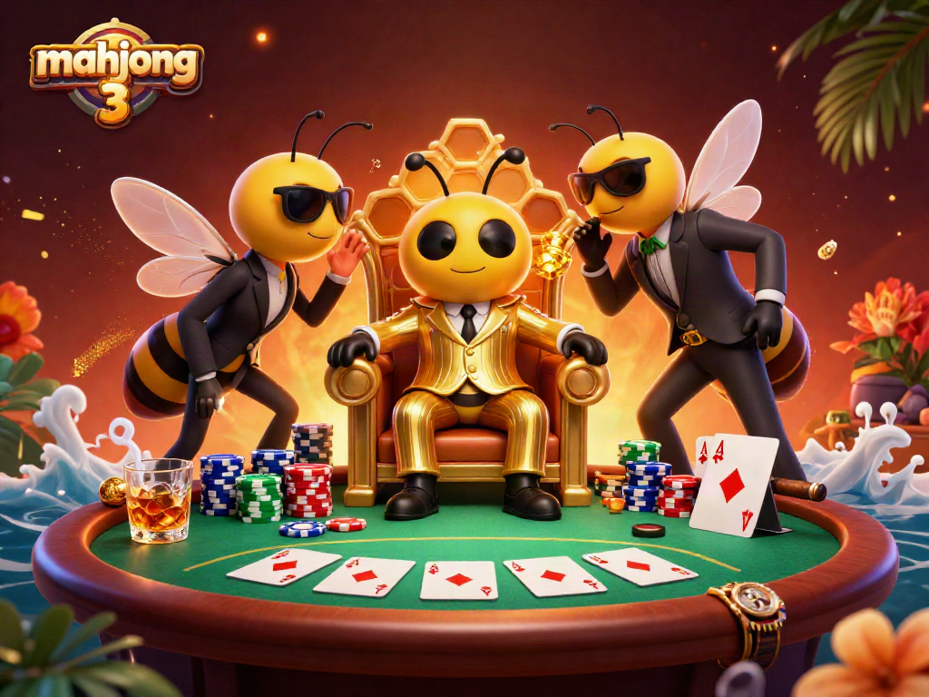 Experience mahjong 3 strategy with vibrant casino elements in an engaging 3D illustration.