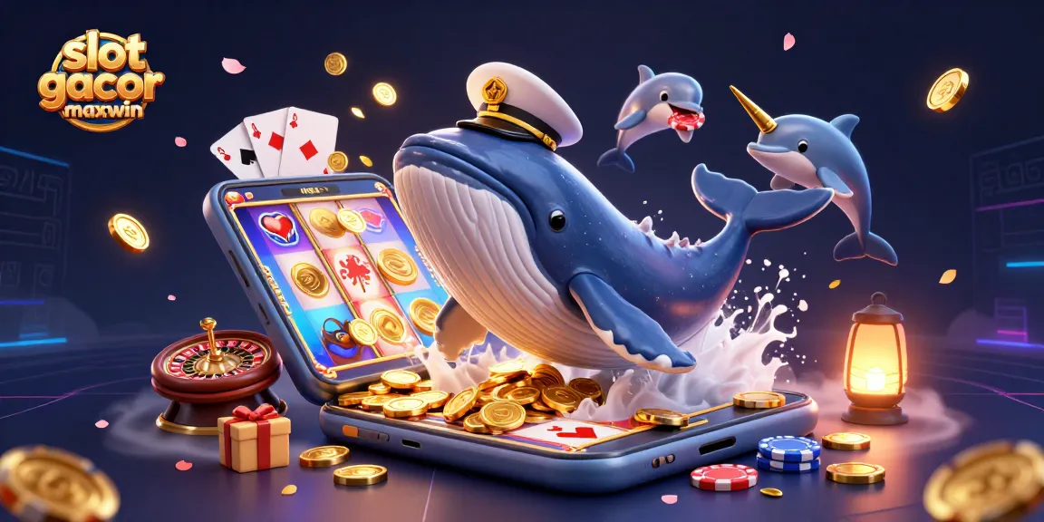 Engage in the thrill with slot gacor maxwin showcasing a vibrant scene of winning slots, playful marine life, and casino elements.