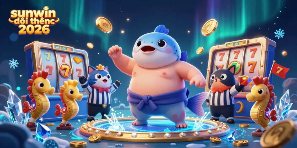 Join the excitement of sunwin đổi thưởng 2026 with a vibrant lottery theme featuring a dynamic fish game scene.