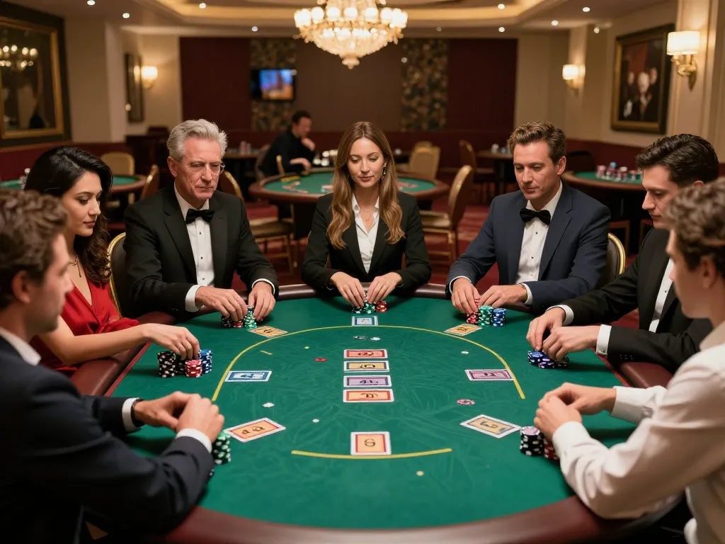 Experience excitement at https://c168b.com/ with players enjoying a high-stakes poker game in an elegant casino setting.