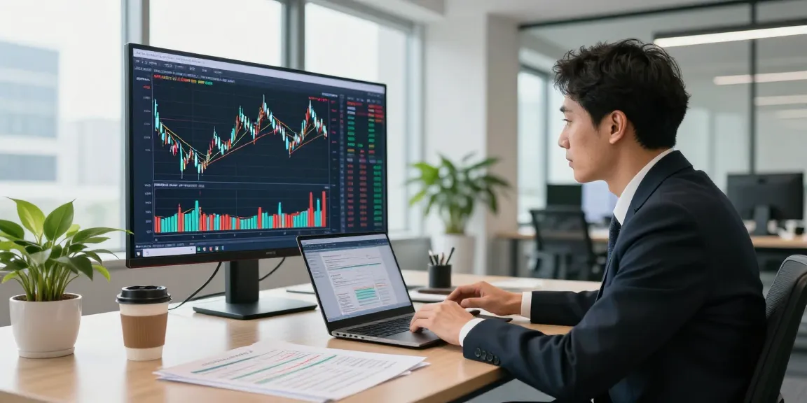 Analisis pasar oleh profesional di kantor modern uangemas99 dengan data keuangan dan grafik mencolok.