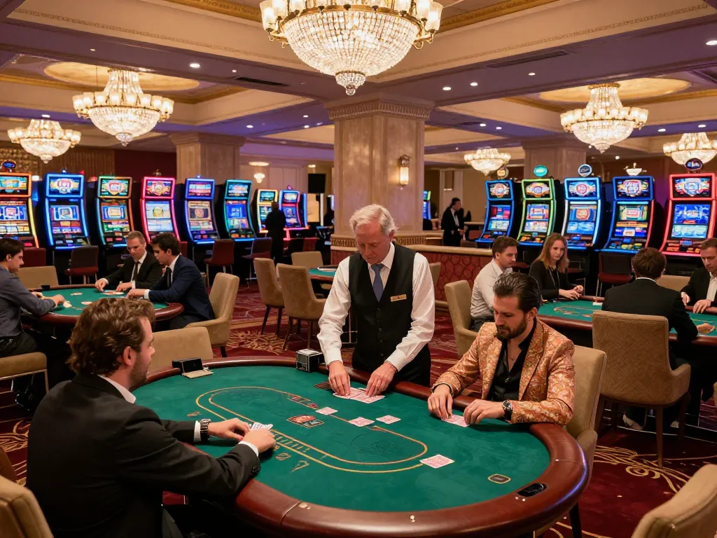 Players enjoying the vibrant atmosphere at nhà cái Net88's upscale casino floor, showcasing strategic poker gameplay.