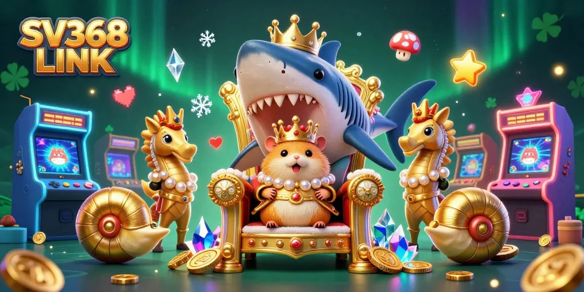 Join the golden hamster king in a vibrant SV368 LINK casino adventure with shimmering game elements.