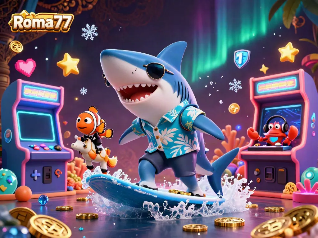 Play thrilling games at Roma77 with vibrant characters and casino-themed designs.
