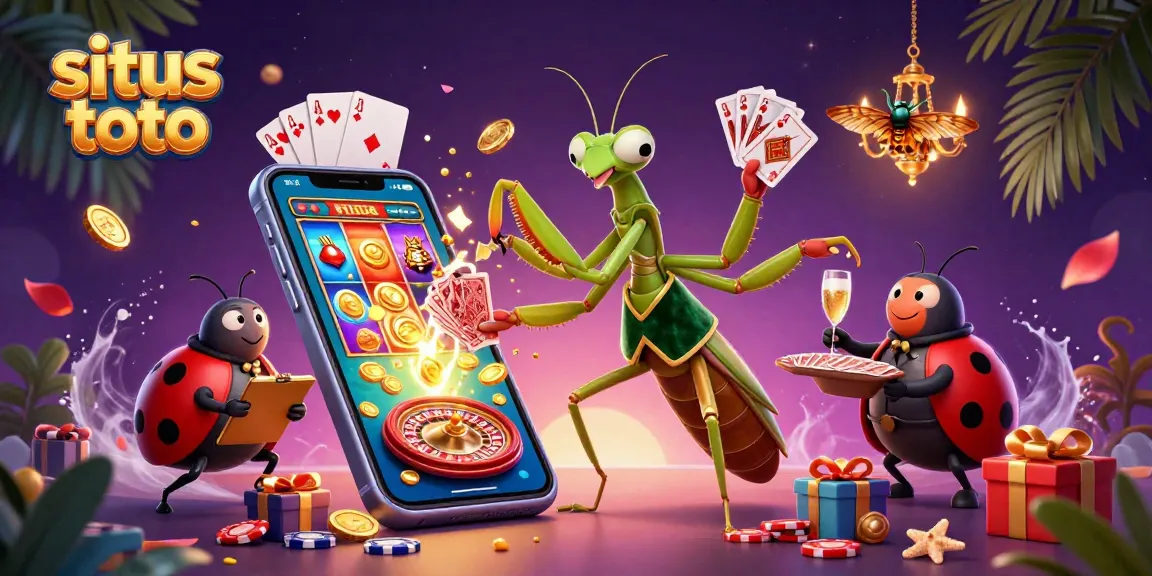 Menyaksikan situs toto dengan mantis dan ladybug dalam suasana kasino yang meriah dan penuh warna