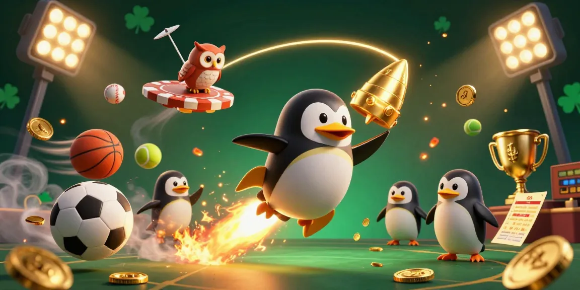 Sensa138 offers an exciting casino atmosphere with a golden penguin and dynamic sports elements.