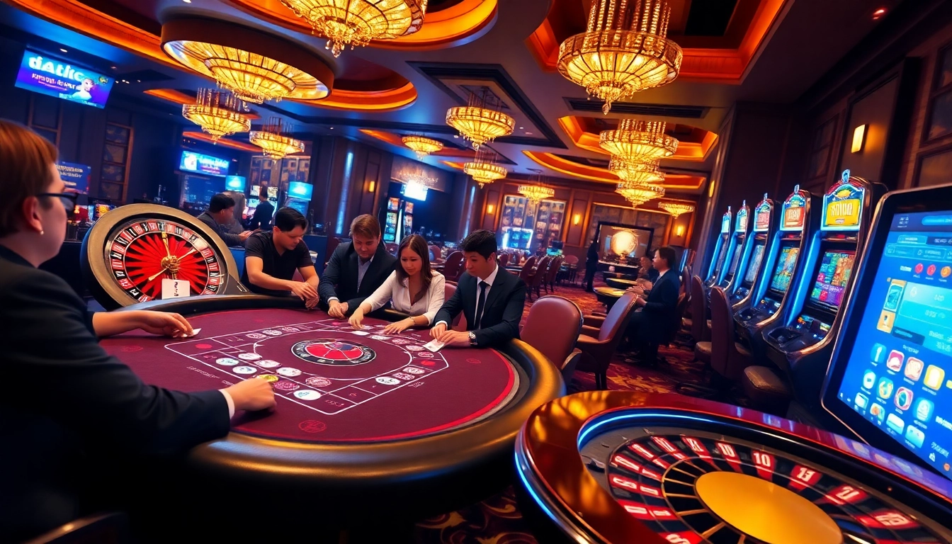 Experience the excitement of gambling at nhà cái 789p with vibrant casino tables and players in action.