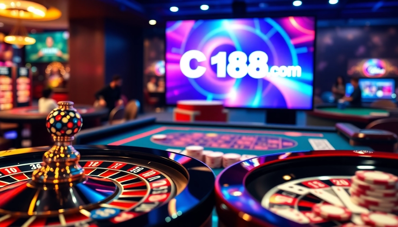 C168 com casino highlights featuring roulette and poker games with vibrant energy.