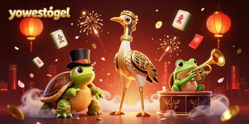 Engage with yowestogel's vibrant casino scene featuring lively characters and festive elements.