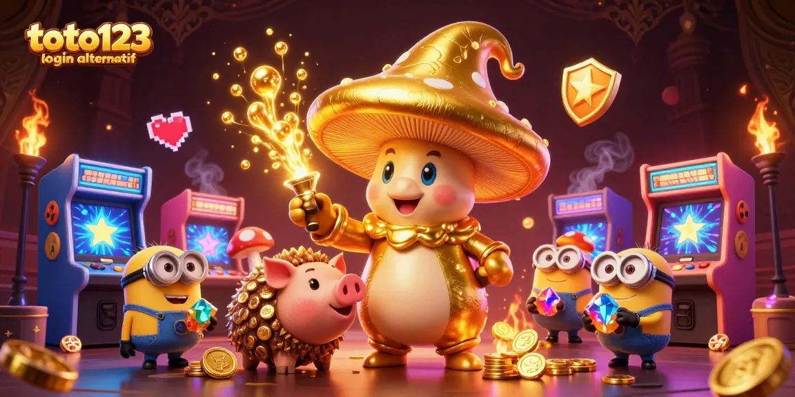 Engage with toto123 login alternatif and experience thrilling gameplay in a richly illustrated casino scene.