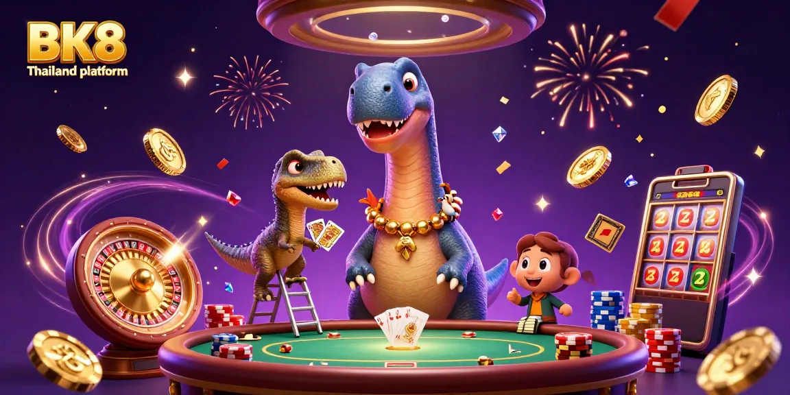Engage with the BK8 Thailand platform for a vibrant gaming experience with animated characters and casino elements.
